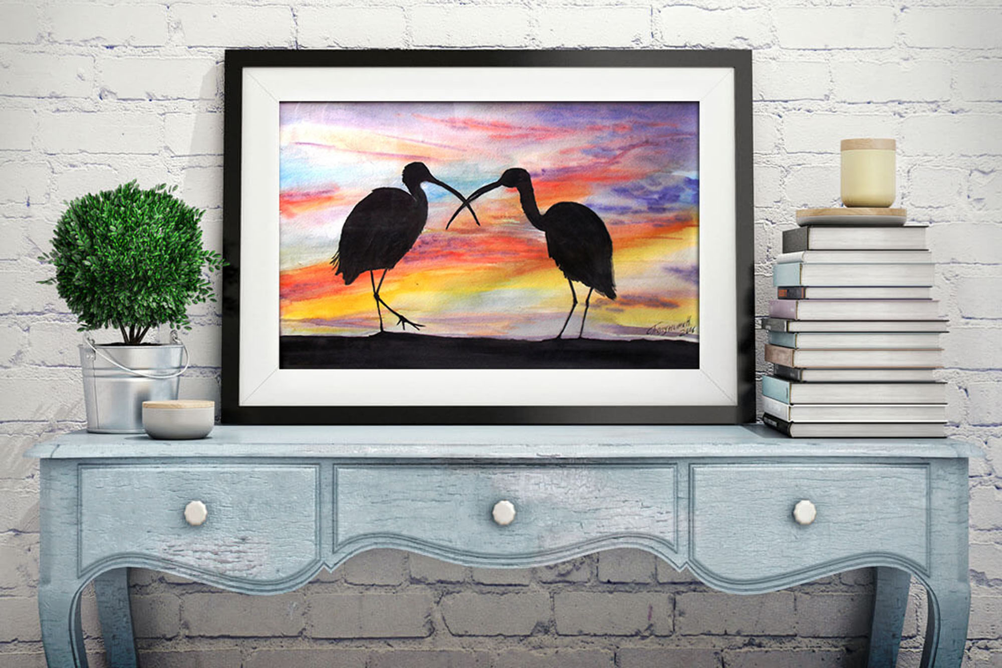 Seeing off the evening, Herons
