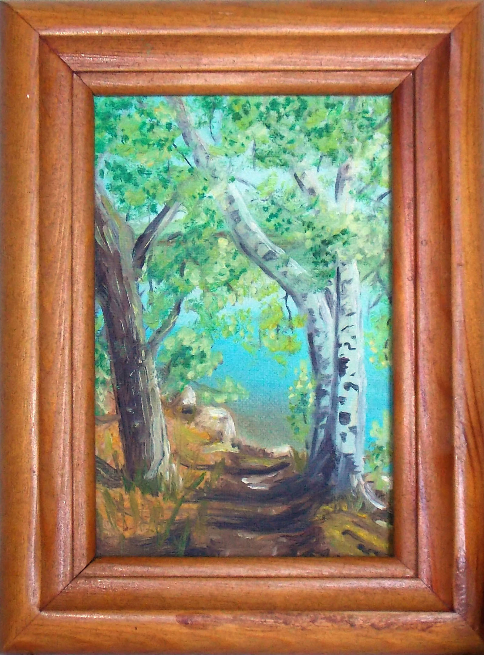 Landscape with birches, 3 small paintings