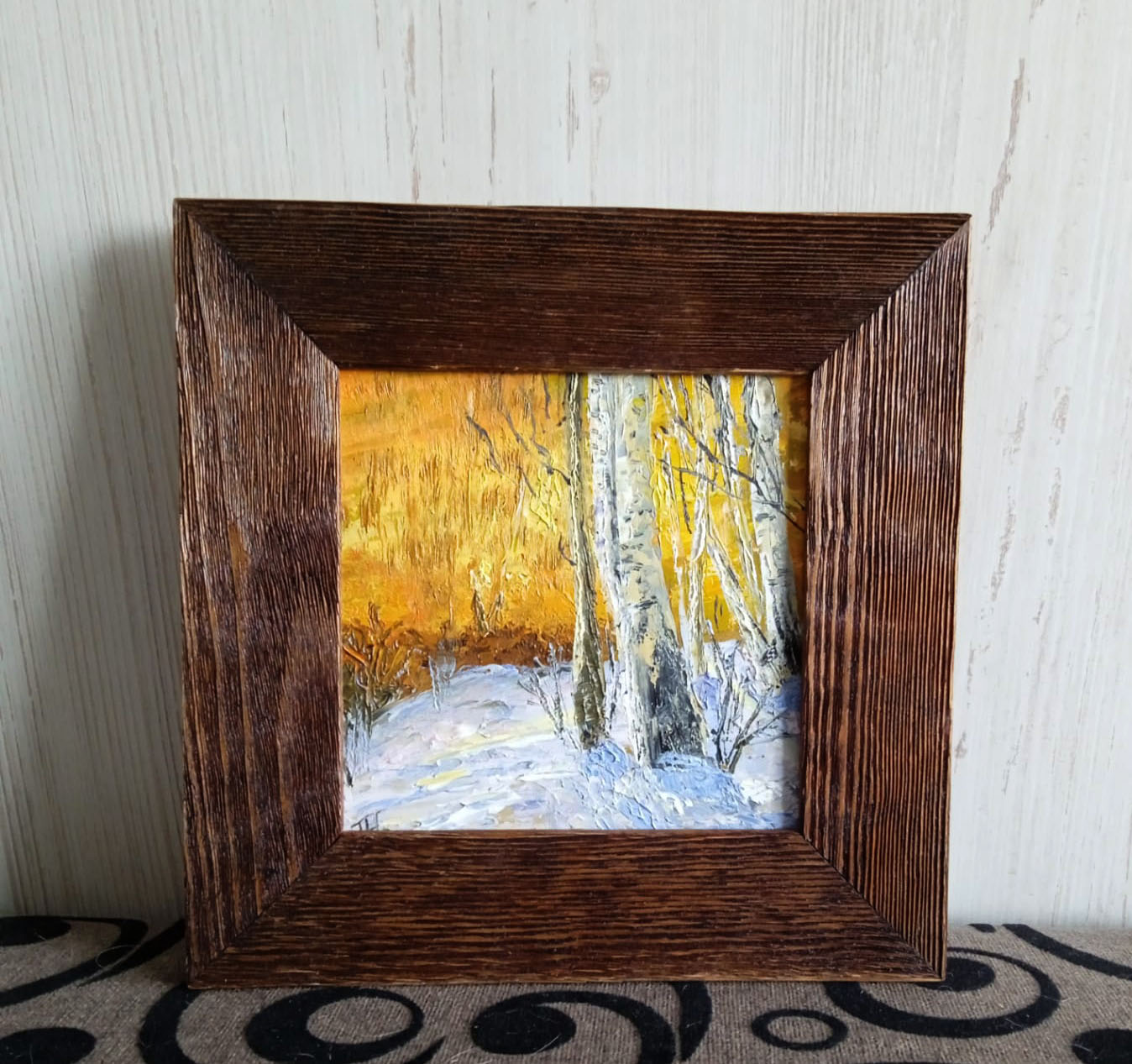 Winter landscape, Orange sunset