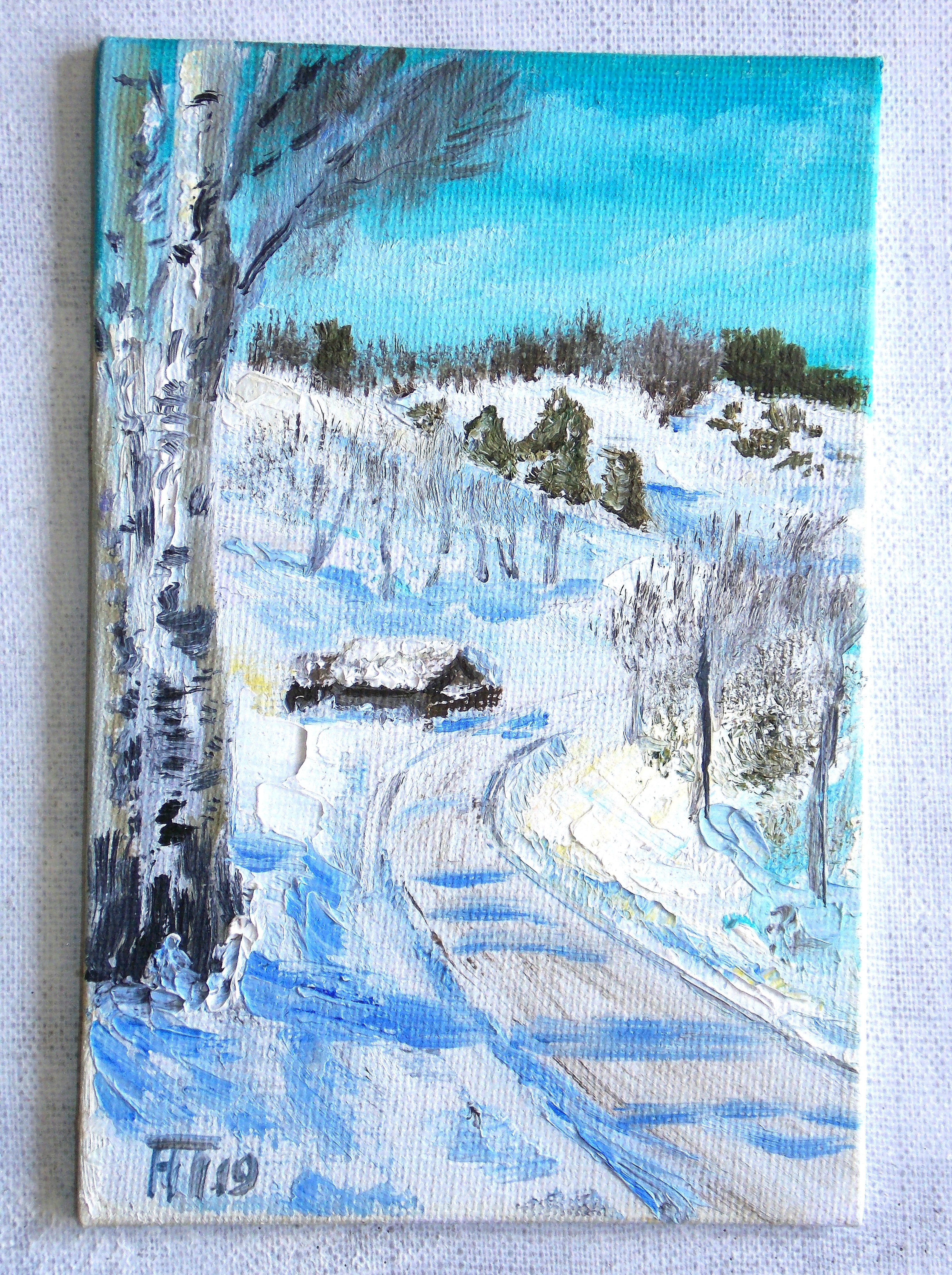Winter village landscape