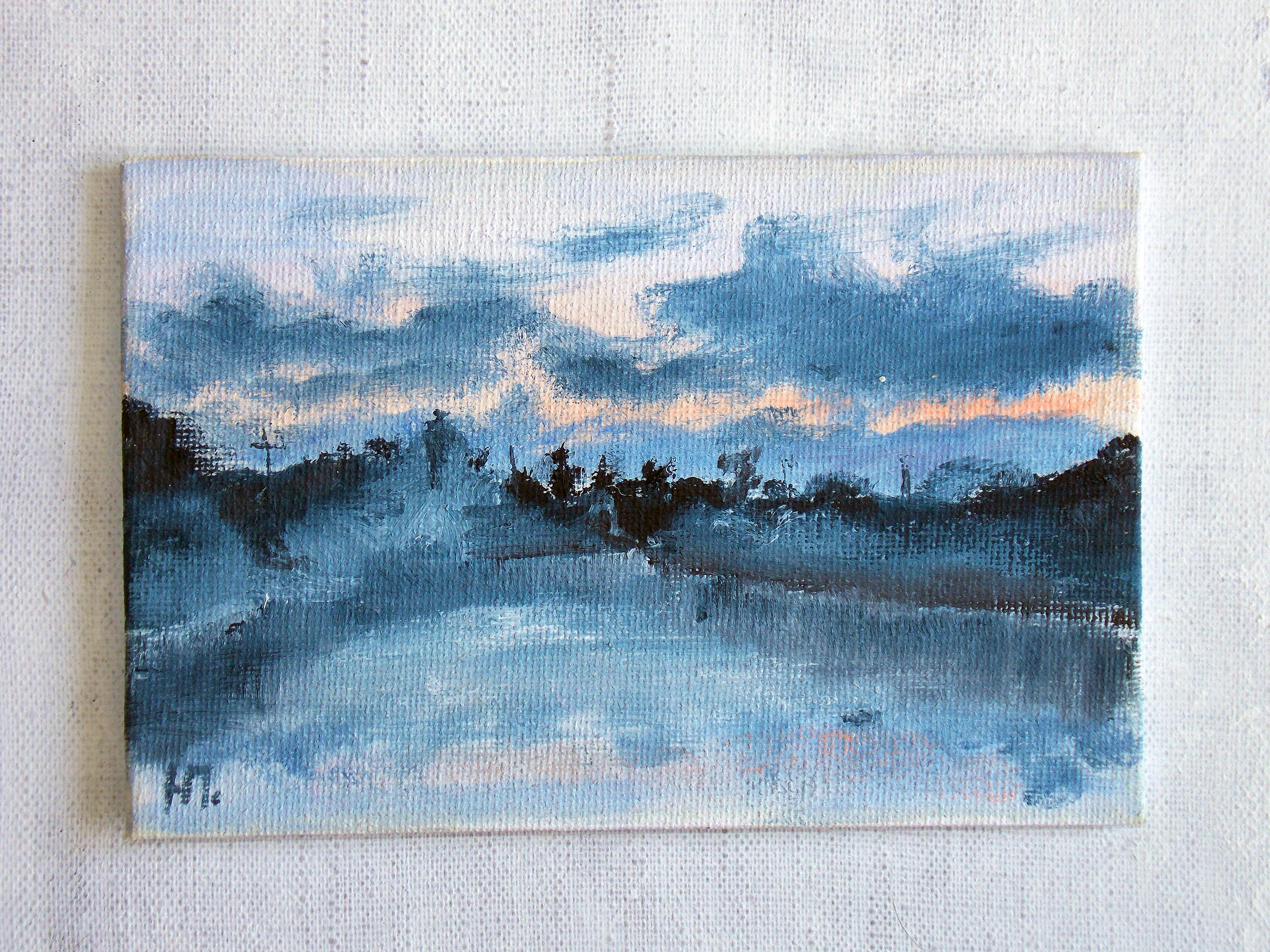 Blue sunset landscape