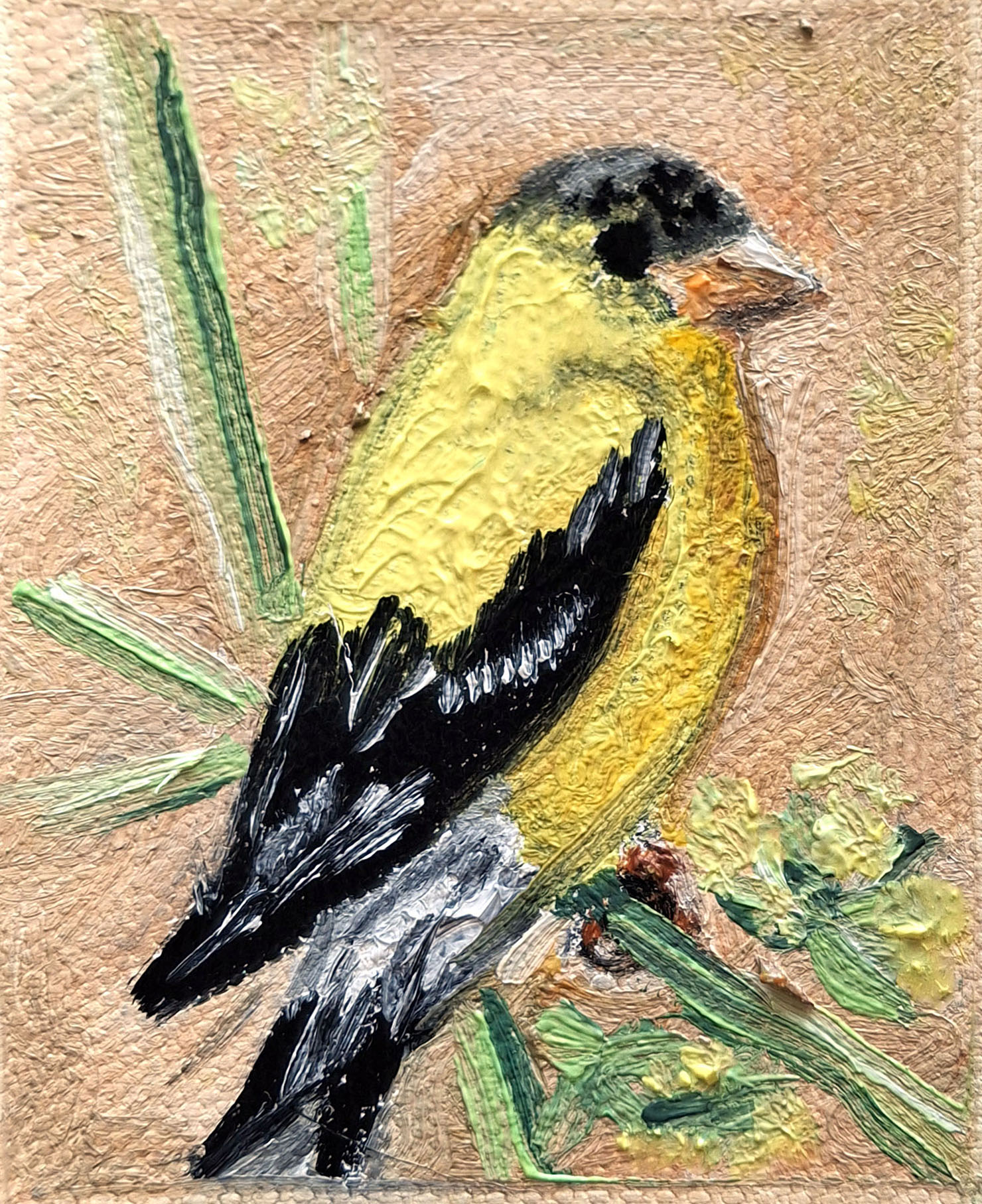 Yellow bird in vintage frame