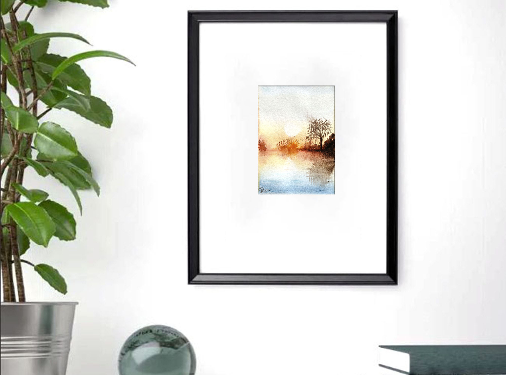 “Golden saгset,” watercolor postcard #12, watercolor miniatures