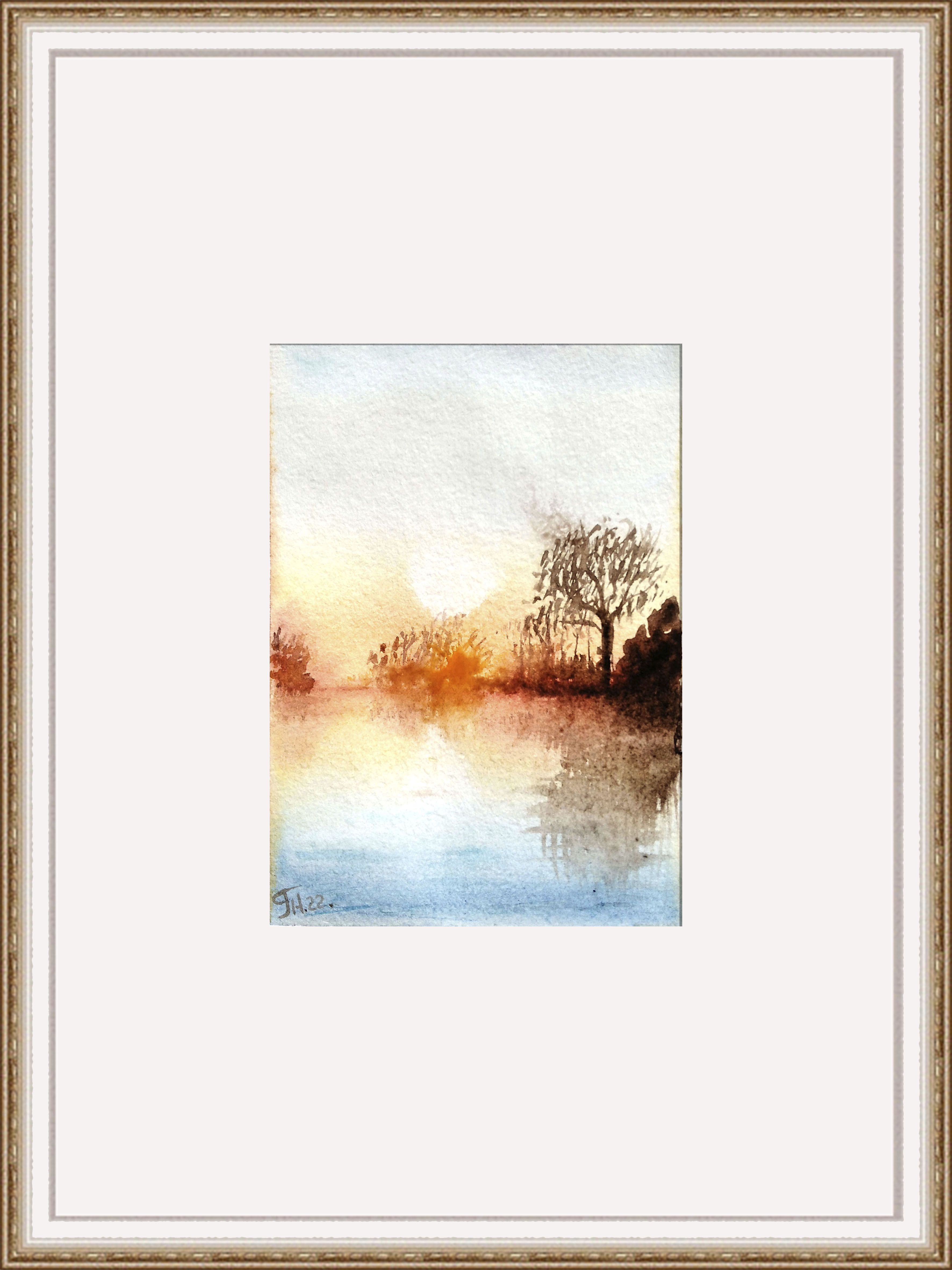 “Golden saгset,” watercolor postcard #12, watercolor miniatures