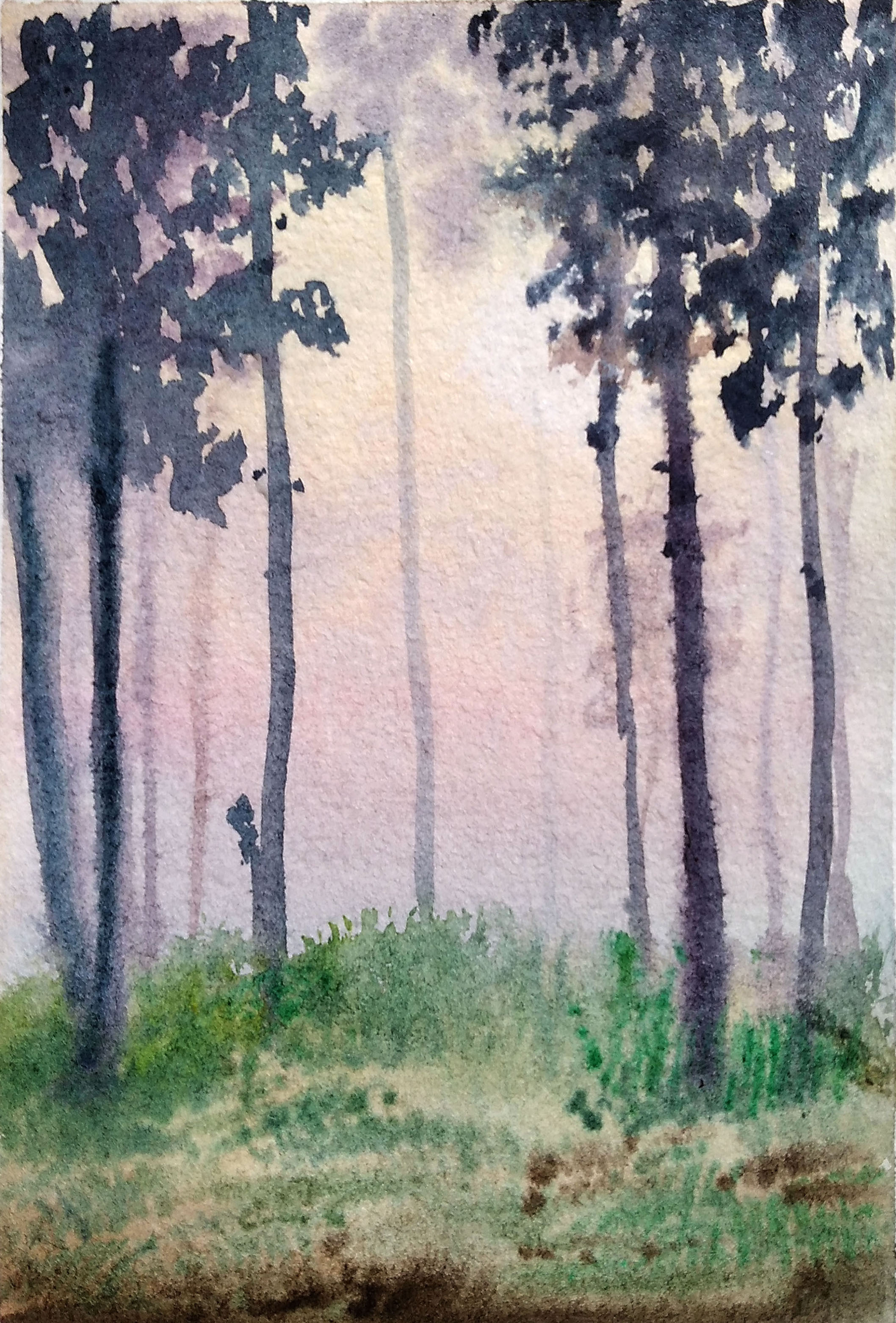 “Lilac Dawn” watercolor postcard #13, watercolor miniatures