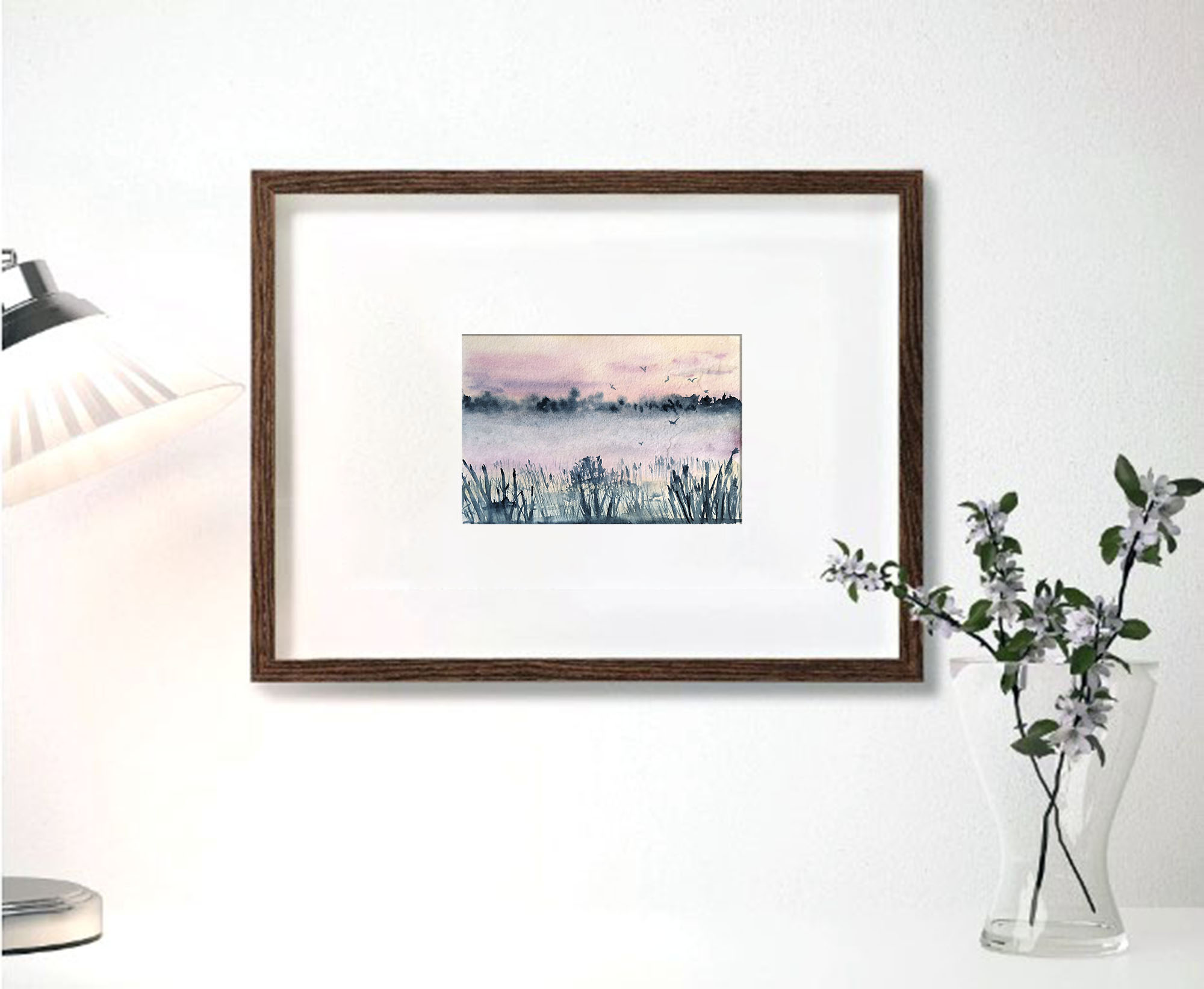 “Pink Dawn” watercolor postcard #14, watercolor miniatures
