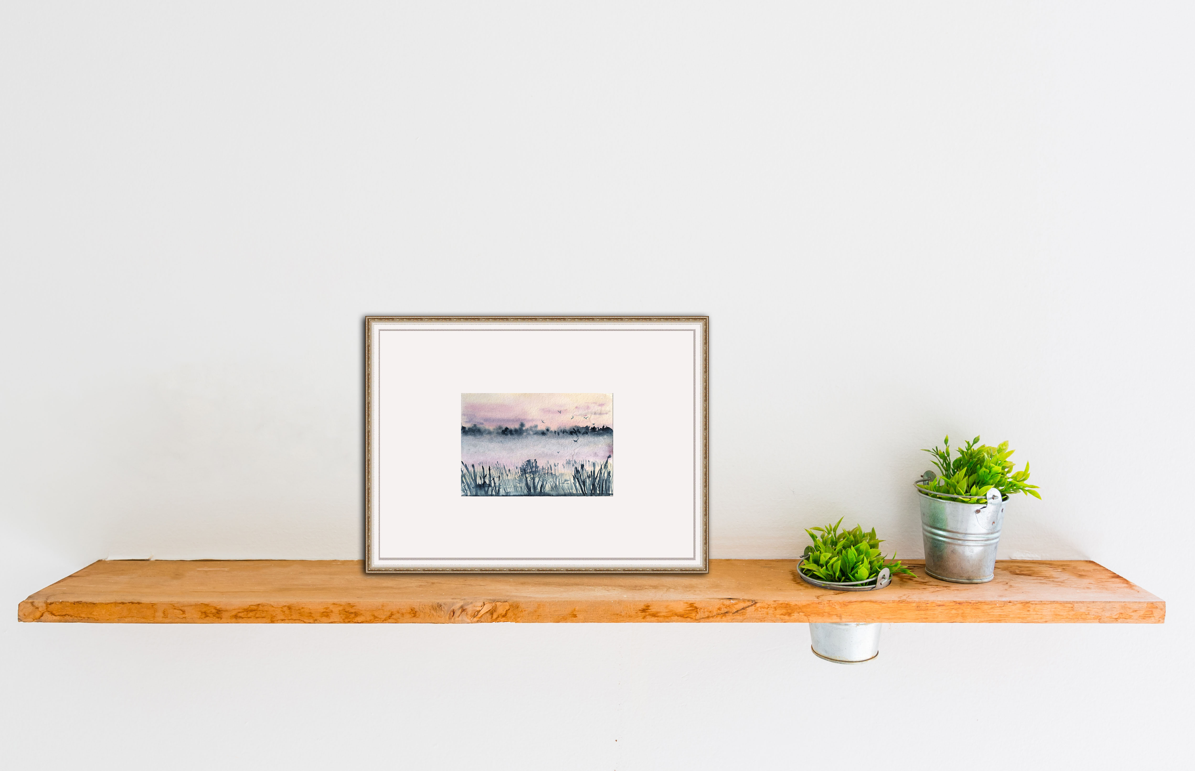 “Pink Dawn” watercolor postcard #14, watercolor miniatures