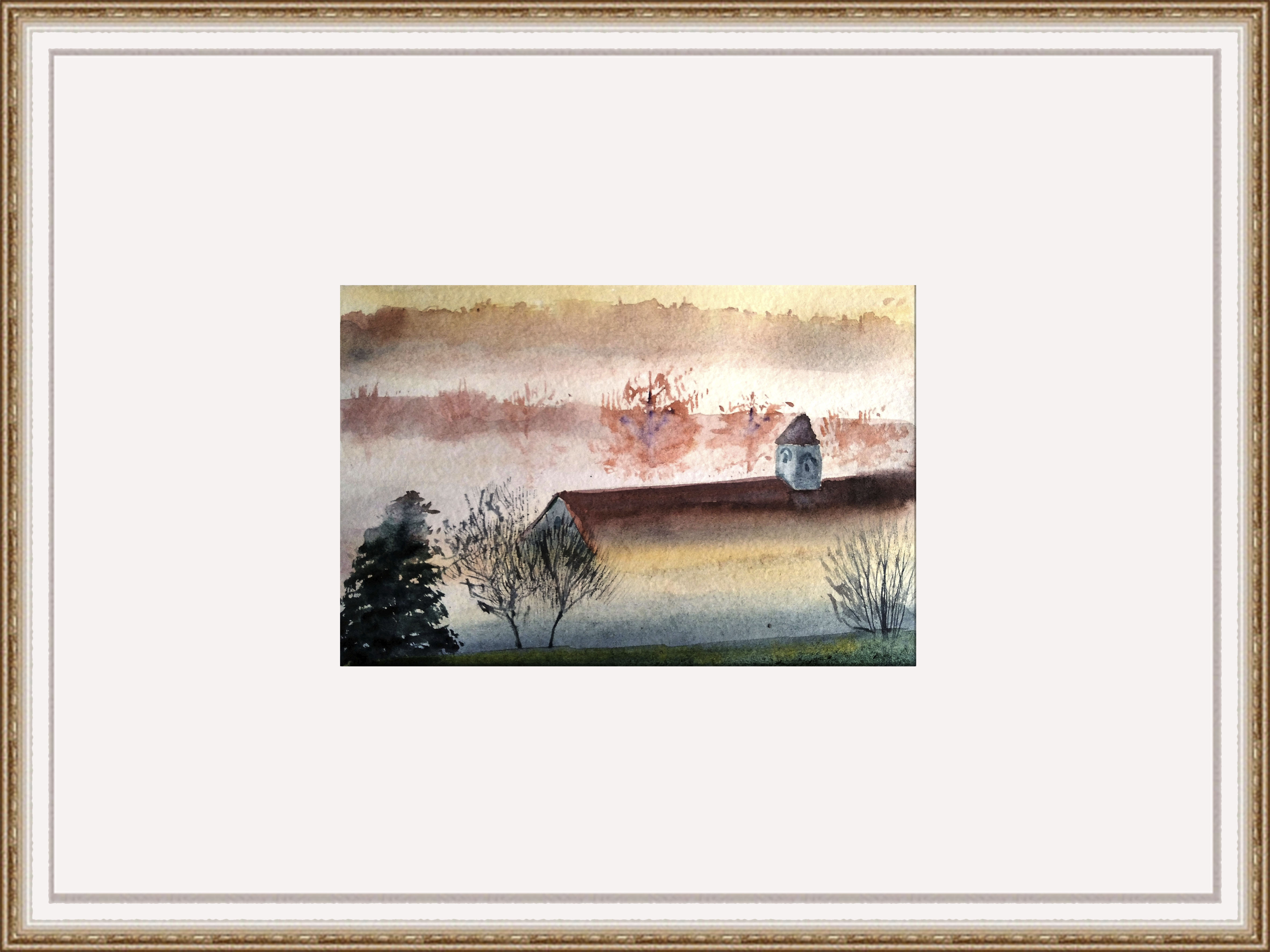 “Fog” watercolor postcard #16, watercolor miniatures
