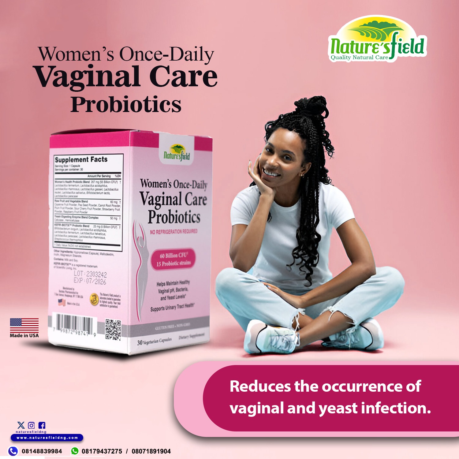Nature's Field Women's Once-Daily Vaginal Care Probiotics