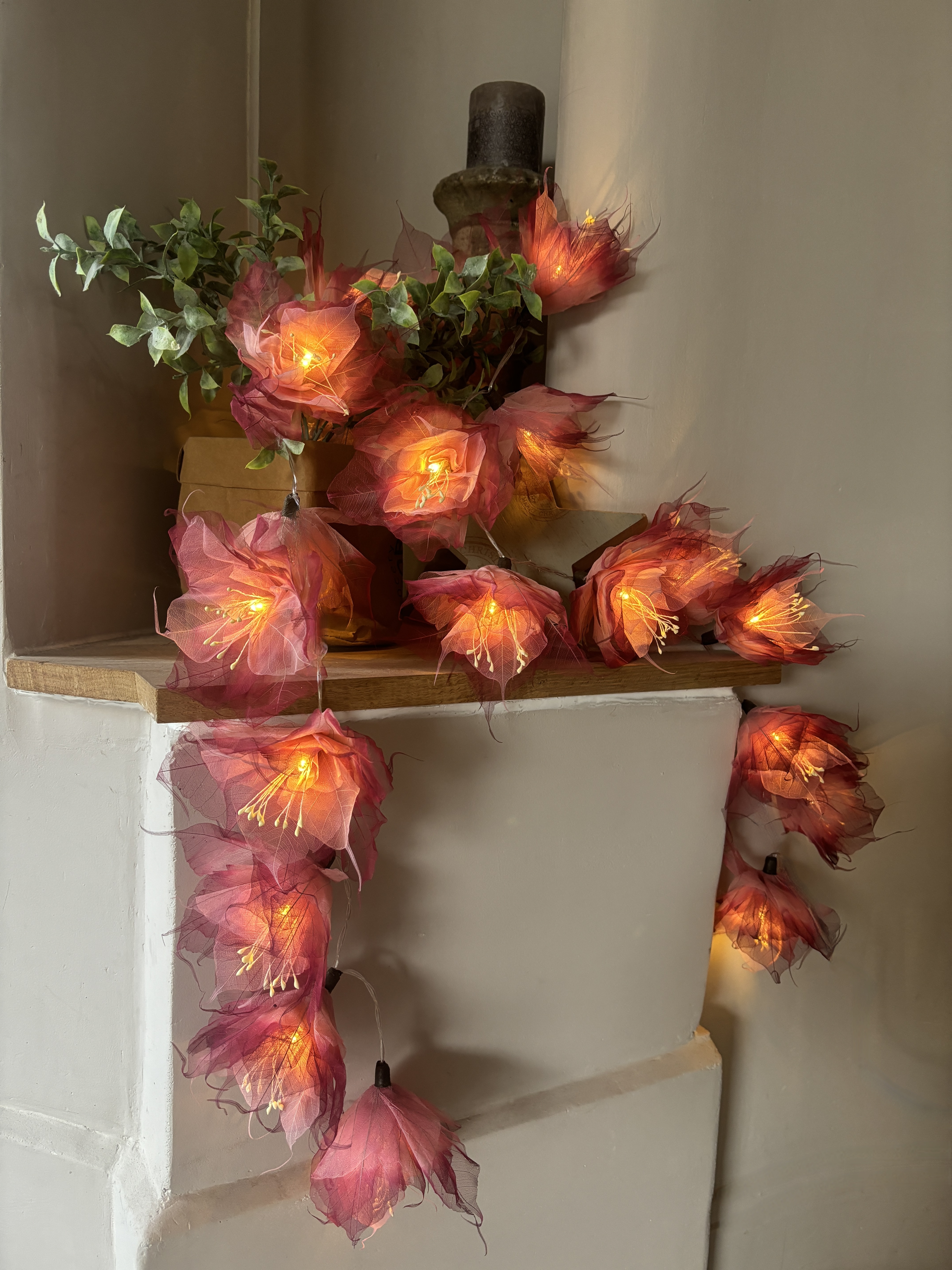 La guirlande Pivoine Rose/Bordeaux