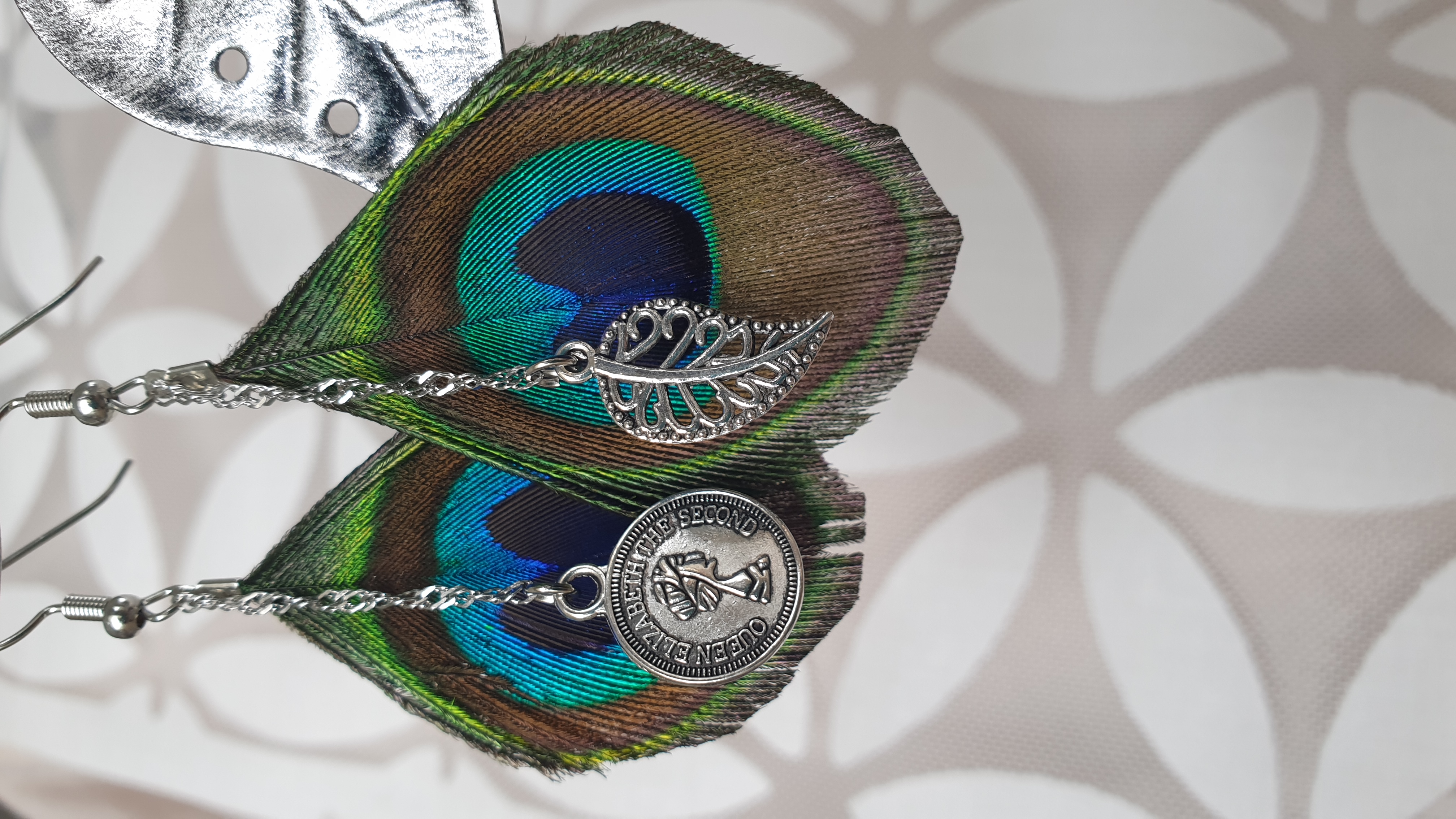 Boucles d'oreilles plumes de paon