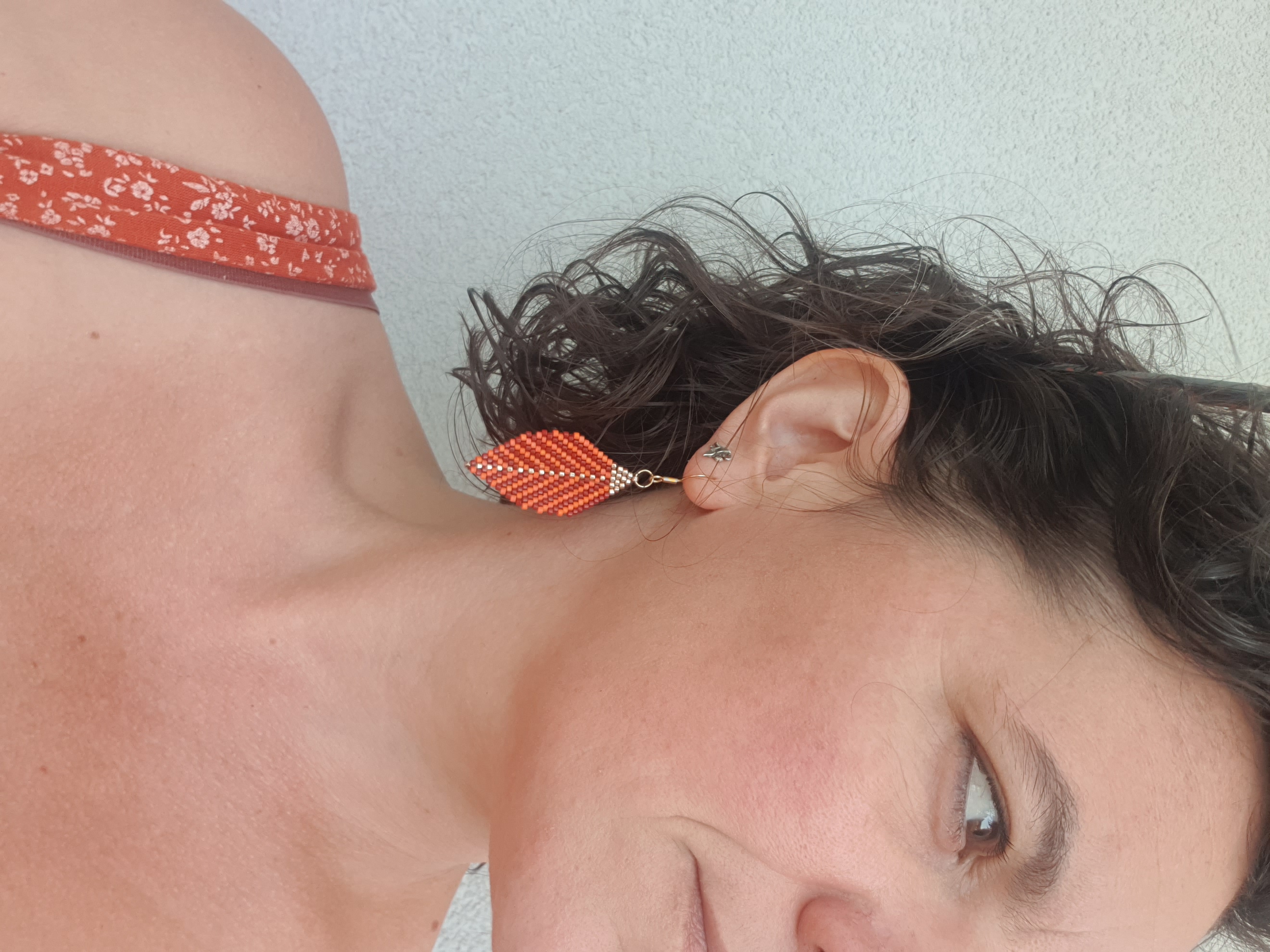 Boucles d'Oreilles Tissées "Feuille d'Automne"
