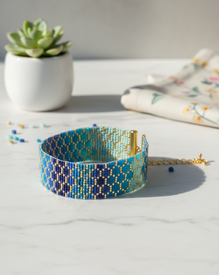 Bracelet manchette en perles Miyuki