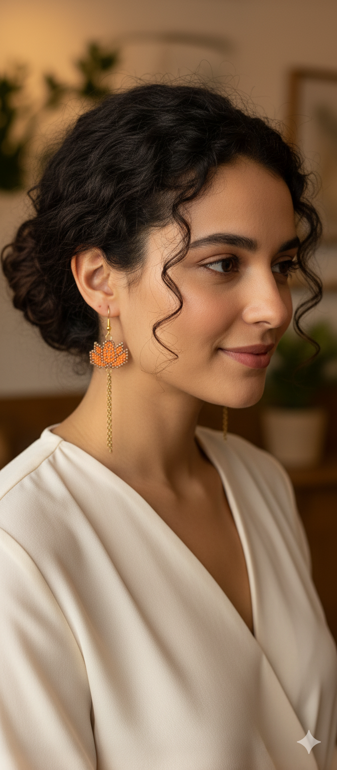 Boucles d'oreilles tissées lotus