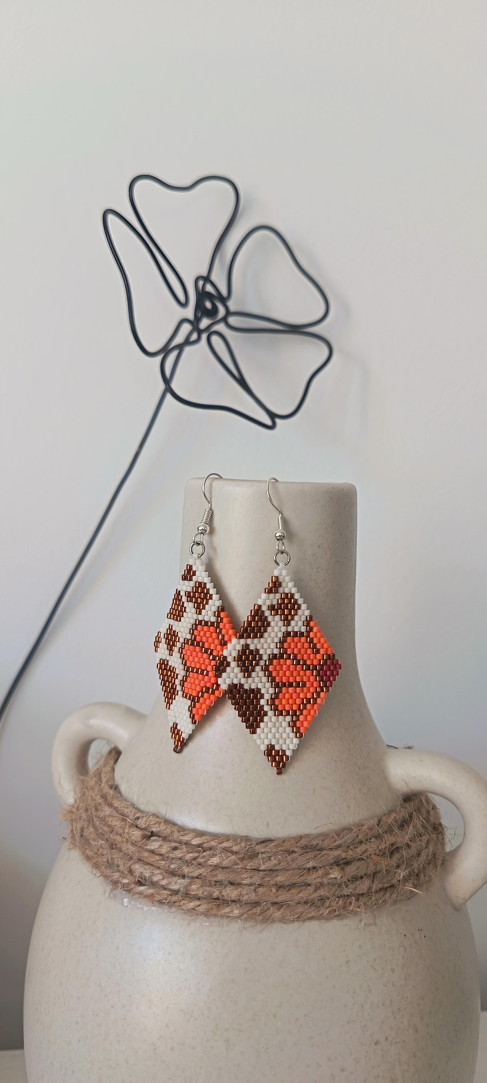 Boucles d'Oreilles Tissées "A l'aube de l'automne"