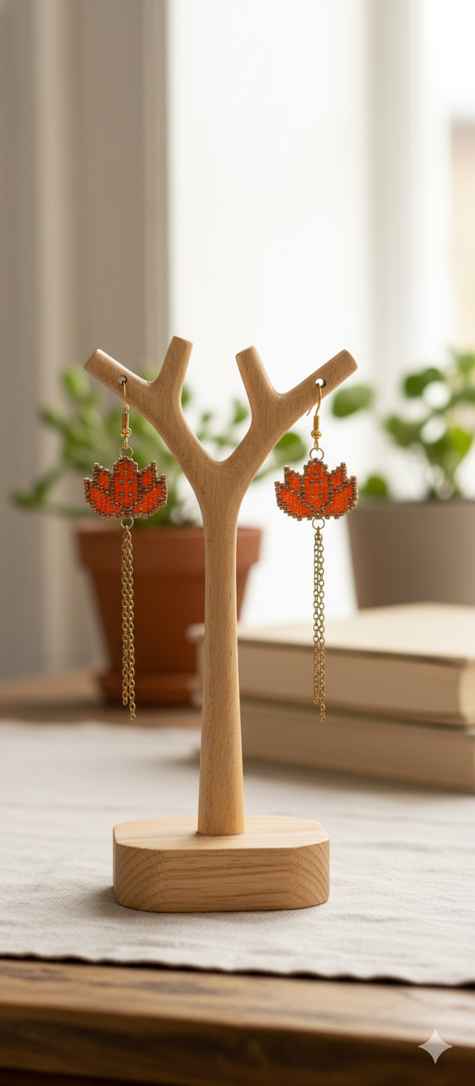 Boucles d'oreilles tissées lotus