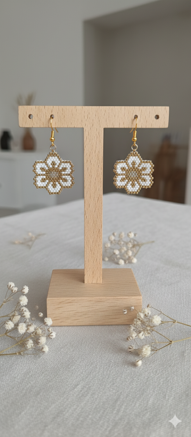 Boucles d'oreilles fleuries en perles Miyuki
