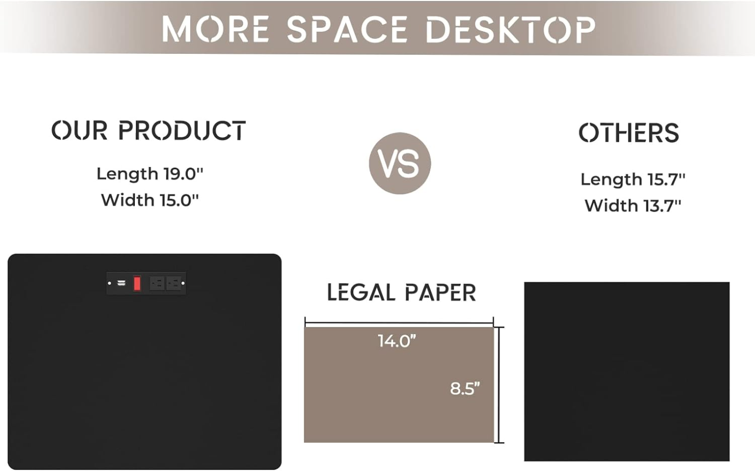 Nightstand with Charging Station and LED Lights, Large Bedside Table with 3 Storage Drawer, Black Night Stand for Bedroom, Wider Tabletop 19.0''(L) x 15.0''(W)