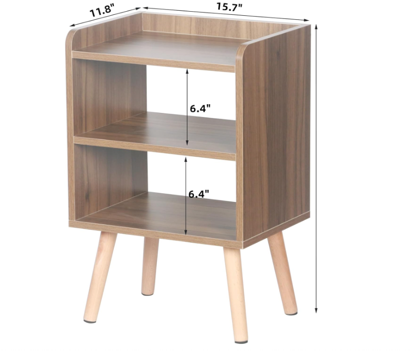 Nightstand, Mid-Century Modern Bedside Tables with Storage Shelf, Minimalist and Practical End Side Table, Fashion Bedroom Furniture, Walnut.