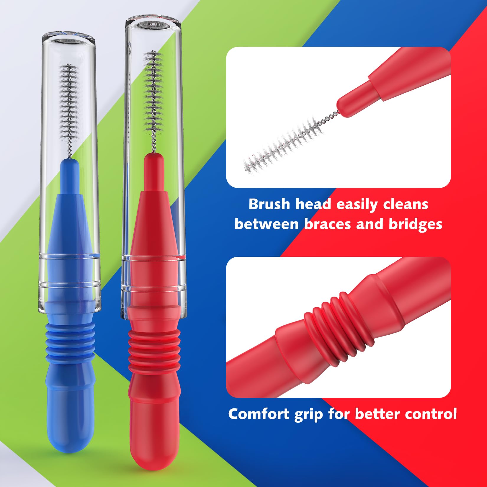 VINSULLA Interdental Brush,Toothpick Tooth Flossing Head Oral Dental Hygiene Brush, Braces Cleaning kit (2.5mm/3mm) 72 Count