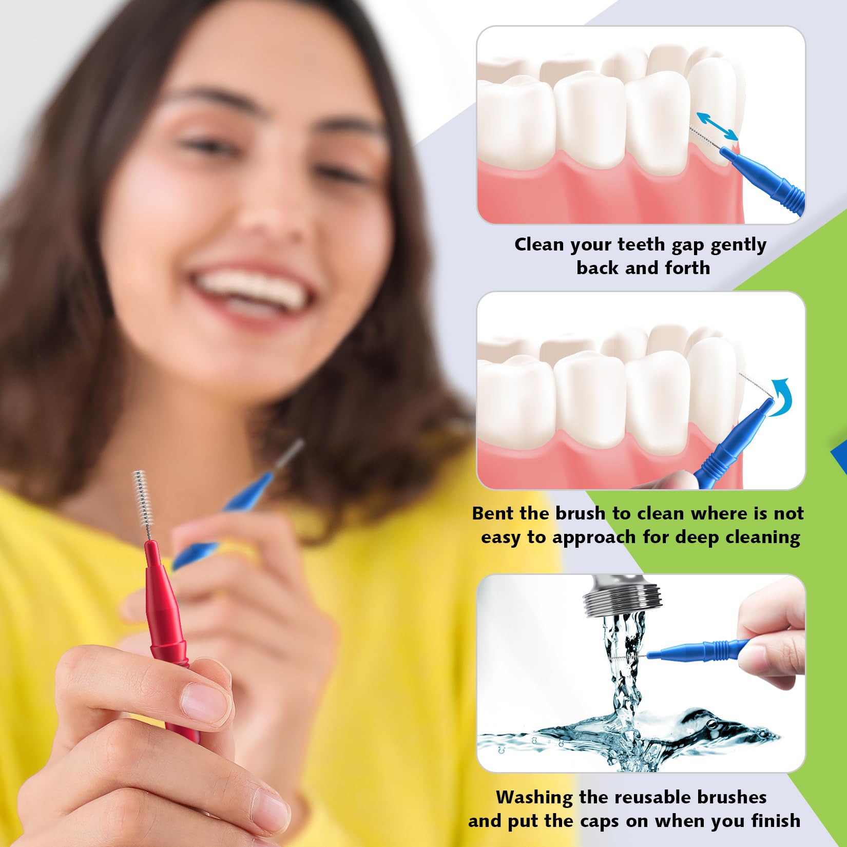 VINSULLA Interdental Brush,Toothpick Tooth Flossing Head Oral Dental Hygiene Brush, Braces Cleaning kit (2.5mm/3mm) 72 Count