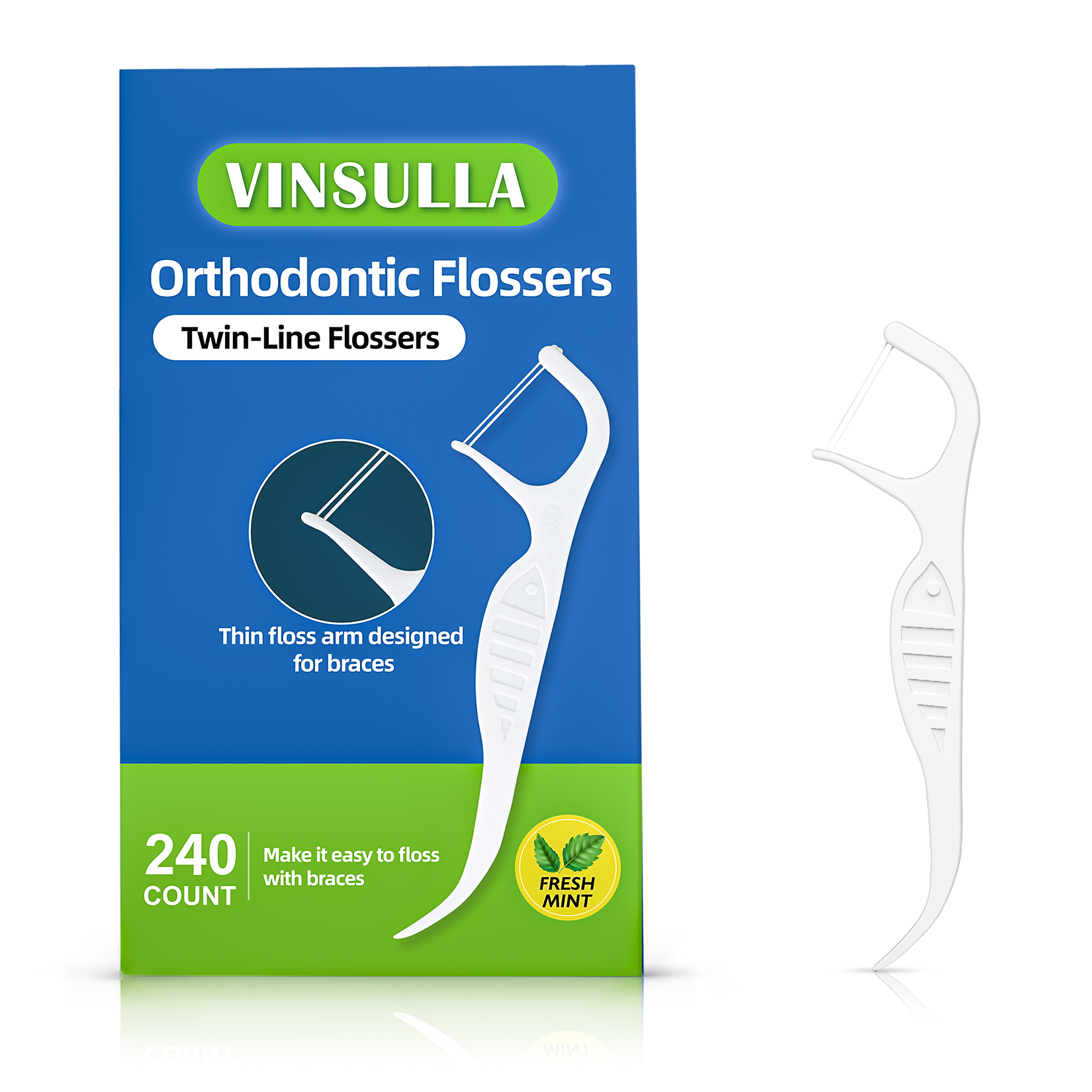 Braces Flosser, Orthodontic Flossers for Braces, Mint Flavor, 80 Count (Pack of 3)