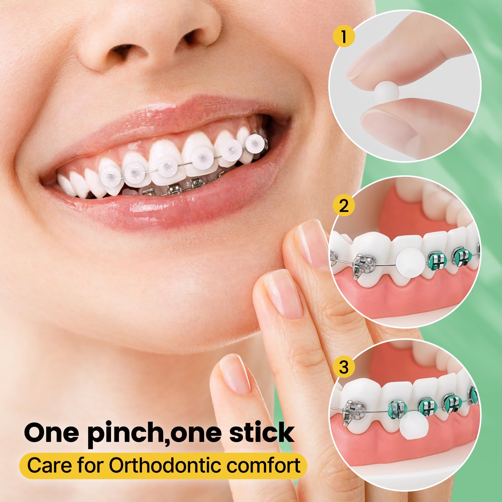 Orthodontic Wax for Braces Wax Individual Hygienic Packaging Dental Wax Dots (90PCS, Mint)