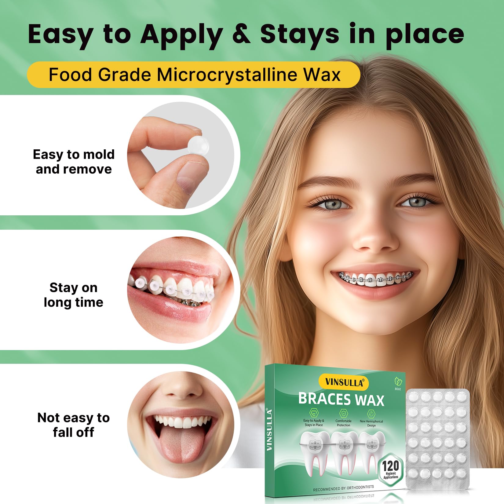 Orthodontic Wax for Braces Wax 120 Individual Hygienic Packaging Dental Wax Dots Strawberry