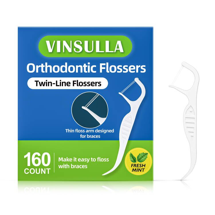 Braces Flosser, Orthodontic Flossers for Braces, Mint Flavor, 80 Count (Pack of 2)
