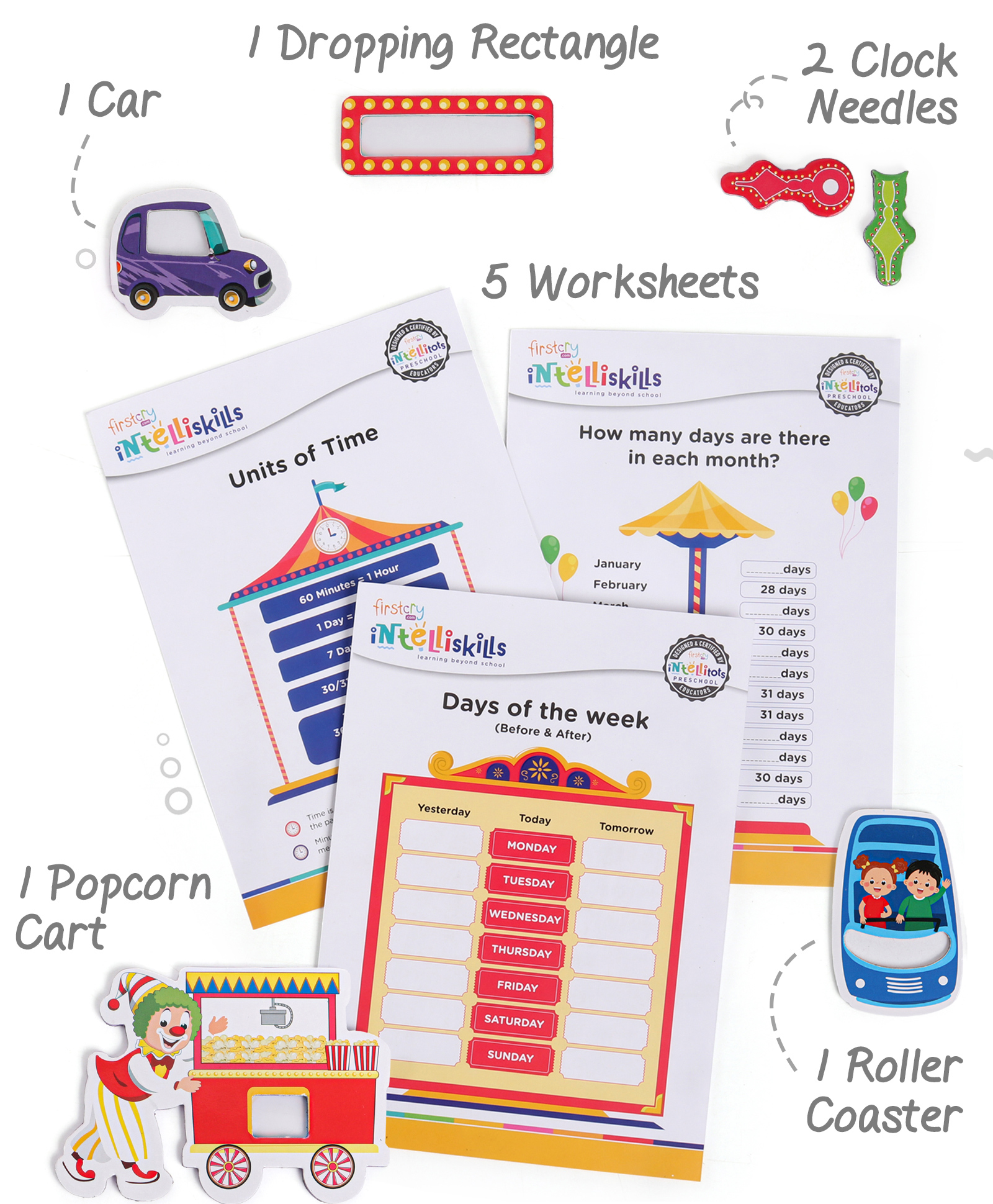 Intelliskills Learn With Puzzle Magnetic Calendar & Clock 7-in-1 - Multicolour