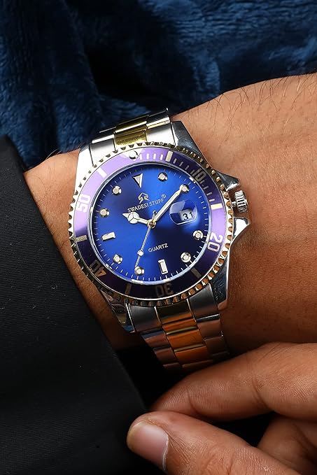 SWADESI STUFF Blue Dial Premium & Luxurious Stainless Steel Analog Watch for Men