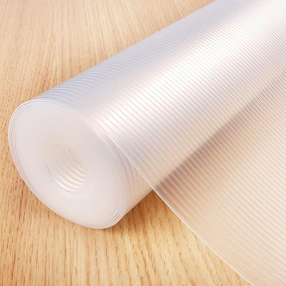Non Adhesive Shelf Liners for Kitchen Cabinets, Non Slip Drawer Liners for Kitchen, Waterproof Cabinet Liners for Shelves, Fridge Liner for Dresser/Fridge/Bathroom (Transparent, 45 cm X 3 m)