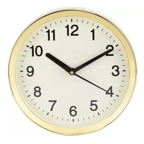 Dinine Craft Round Wall Clock - Classic Design with Quartz Movement and Easy-to-Read - Perfect for Home or Office Decor (Gold)