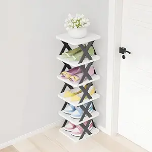 NYALKARAN Multi-Purpose Stackable Shoe Rack for Home, Stylish Shoe Storage Organizer for Entryway and Bedroom - Easy Assembly, Space Saver Stand for Footwear (4 Layer, Grey)