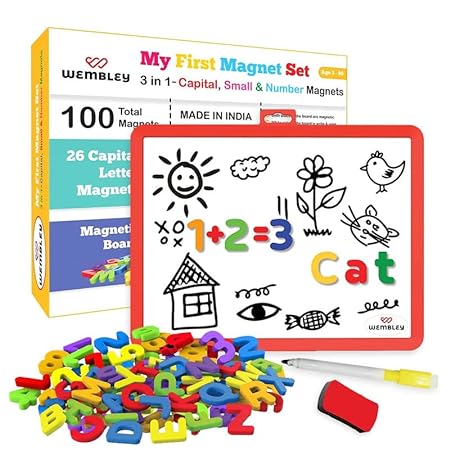 Wembley Fun with 3 in 1 Magnetic Alphabets for Kids Learning with Number Brain Game Activity Toys for 3 4 5Years Old