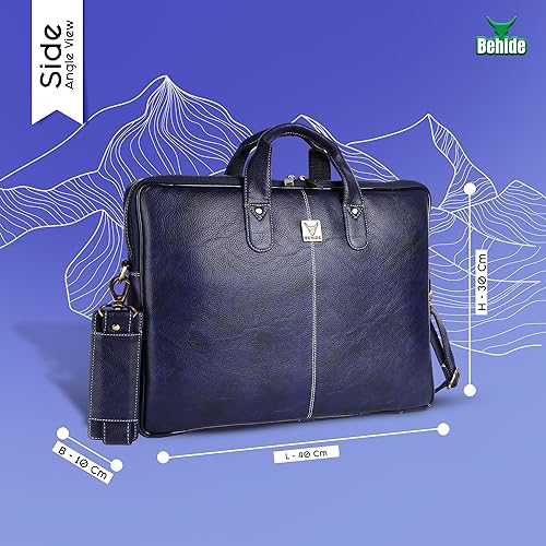 BEHIDE 15.6 Inch Vegan Leather Laptop Messenger Bag I 1-Year Warranty I Fits up to 14/15.6/16 Inch