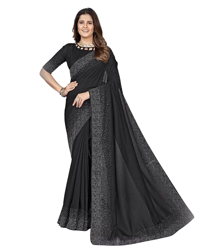 SWADESI STUFF Vichitra Silk Saree with Banglory Silk Blouse & Stunning Crystal Fix Embellishments - Indian Ethnic Wear for Women
