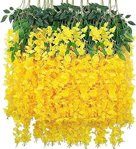 SWADESI STUFF Westeria Artificial Flower  (43 inch, Pack of 12, Flower Bunch)