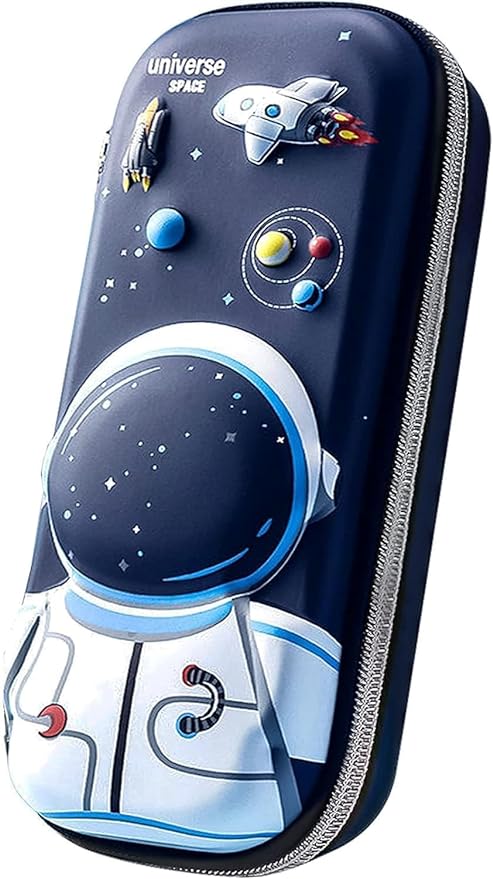 Zollyss 3D Cover EVA Space Astronaut Theme Pencil Case Large Capacity Pencil Pouch Bag Compass School Pouch Organizer for Students Kids Premium Stylish Pen Holder Pouch Stationery Box