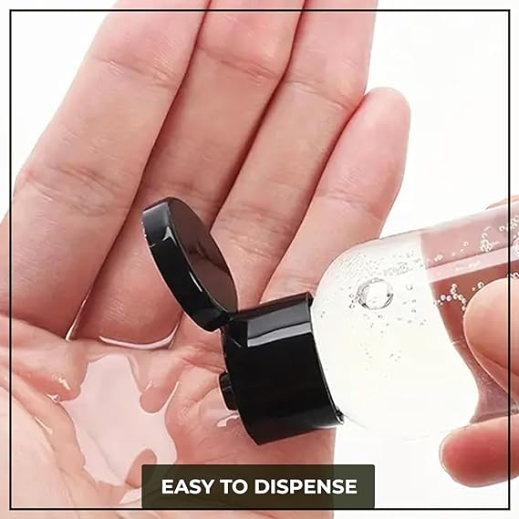 Zollyss Empty Clear Plastic Bottles Refillable Travel Size Cosmetic Containers Small Leak Proof Squeeze Bottles with Black Flip Cap for Toiletries, Shampoos Lotions Creams (100 ml - Pack Of 2)