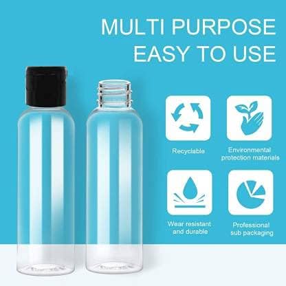 Zollyss Empty Clear Plastic Bottles Refillable Travel Size Cosmetic Containers Small Leak Proof Squeeze Bottles with Black Flip Cap for Toiletries, Shampoos Lotions Creams (100 ml - Pack Of 2)