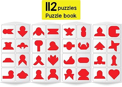 Play Poco Magnetic Brain Games - with 18 Double Sided Magnetic Shapes, Magnetic Board, 112 Puzzle Book, 112 Solution Book