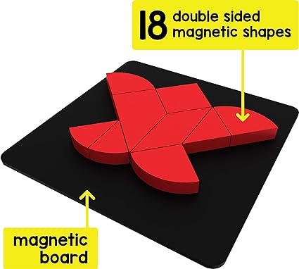 Play Poco Magnetic Brain Games - with 18 Double Sided Magnetic Shapes, Magnetic Board, 112 Puzzle Book, 112 Solution Book