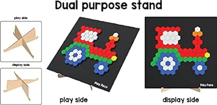Play Poco Magnetic Puzzles Jumbo Hexagon - Includes 300 Big Magnets, 200 Puzzles, Big Magnetic Board and 2 in 1 Display Stand - for Boys and Girls, Red, PC017