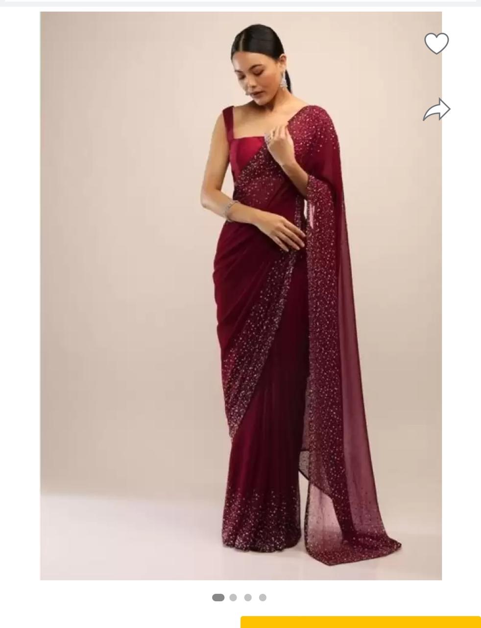 SWADESI STUFF Embellished Bollywood Georgette Saree  (Maroon)
