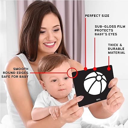 Play Poco High-Contrast Picture Cards Set for New Born Baby and Infants,60 Pictures,Visual Stimulation and Brain Development, Black and White Learning Cards (0-12 Months)