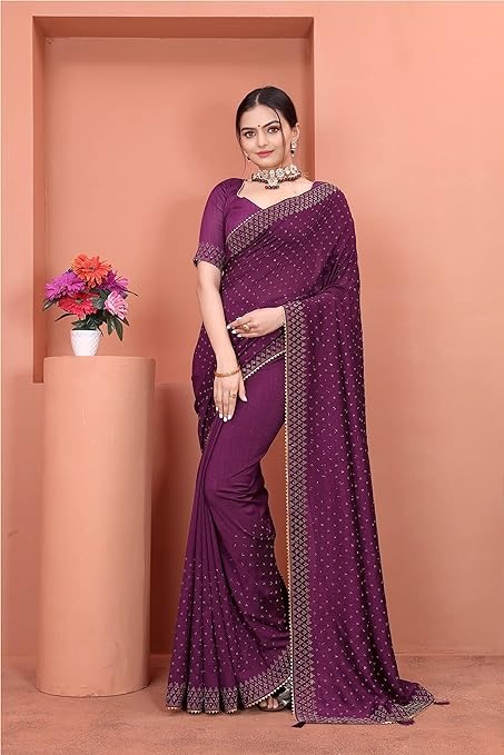 SWADESI STUFF Vichitra Silk Saree with Banglory Silk Blouse 
