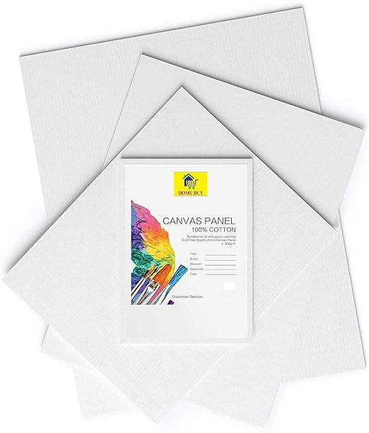 ArtRIght Canvases for Painting Blank White Canvas Boards - 100% Cotton Art Panels (Total 4 PC () 1X(5X7',8X10,9X12,10X14))