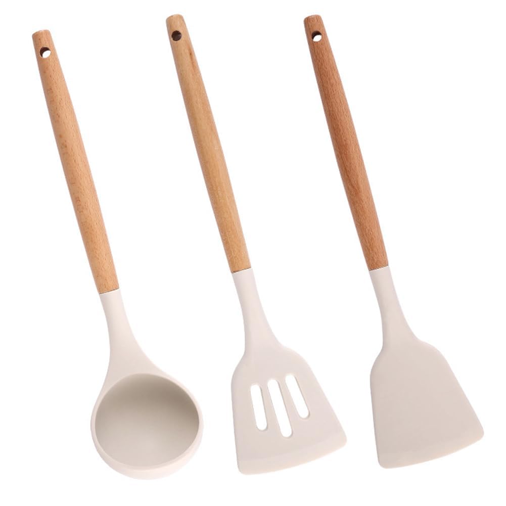Zollyss Non Stick Silicone Spatula Spoon Laddle Utensil Set for Kitchen Cookware Tool Set, 5 Pcs (Grey)