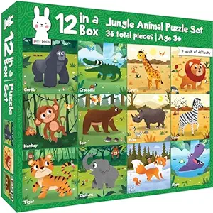 Play Poco 12 in 1 Animal Puzzles for Kids - Ages 1 to 5 - Preschool Educational Activity for Kids – 2, 3, 4 Piece Puzzles with Increasing Level of Difficulty for Greater Skill Building